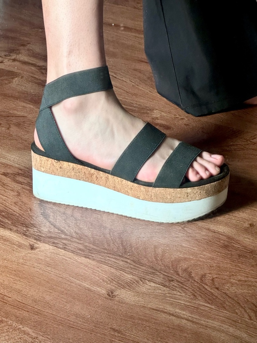 Steve Madden black and white Strappy Platform Sandals